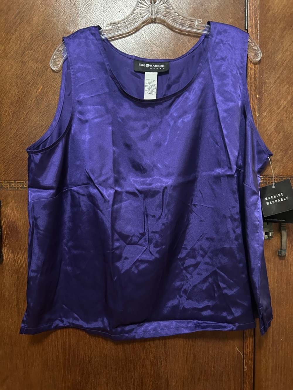Sag Harbor purple satin sleeveless top. Size 18W